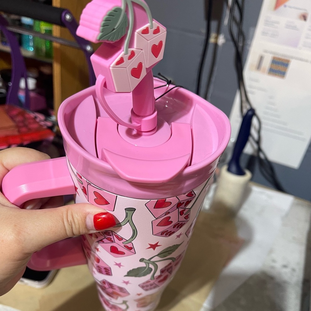 Wellness 40oz Cherry Dice Tumbler with Straw & Topper - Picture 4 of 4
